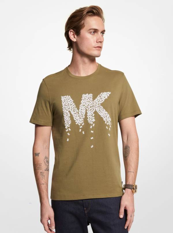 Panske Tricko Michael Kors Logo Cotton Olivovo Zelená - Oblecenie Michael Kors Levně | EBNVR-6825